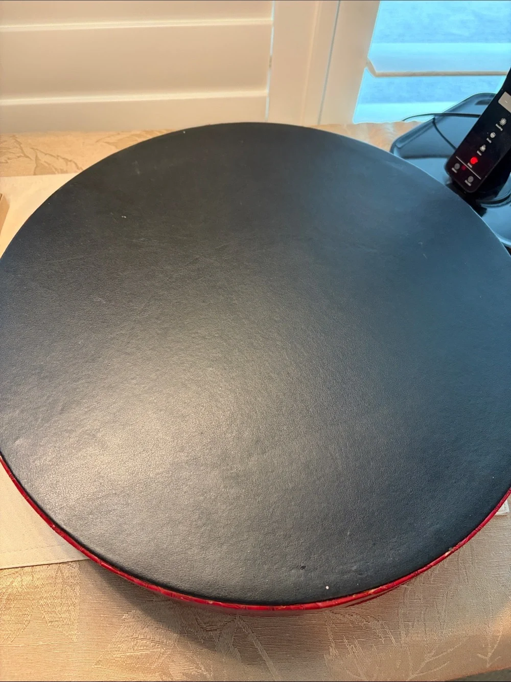Harman Red Crocodile-Textured Round Serving Tray